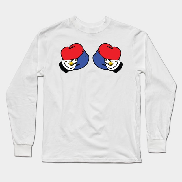 Mickey Filipino Flag Boxing Gloves by AiReal Apparel Long Sleeve T-Shirt by airealapparel